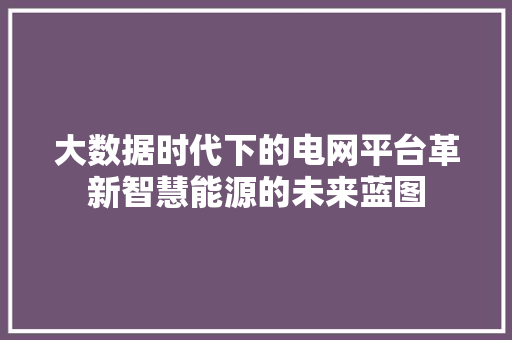 大数据时代下的电网平台革新智慧能源的未来蓝图