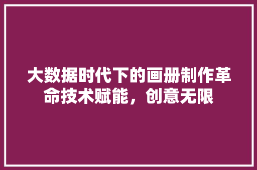 大数据时代下的画册制作革命技术赋能，创意无限