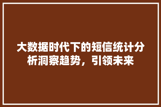 大数据时代下的短信统计分析洞察趋势，引领未来