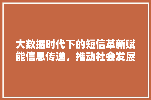 大数据时代下的短信革新赋能信息传递，推动社会发展