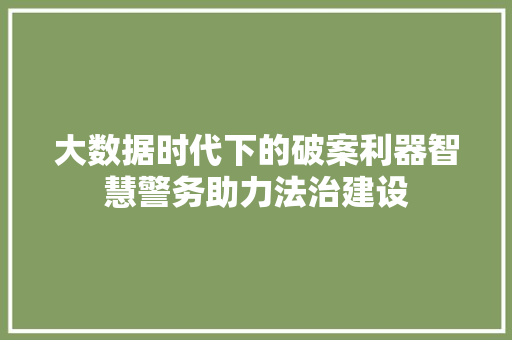 大数据时代下的破案利器智慧警务助力法治建设