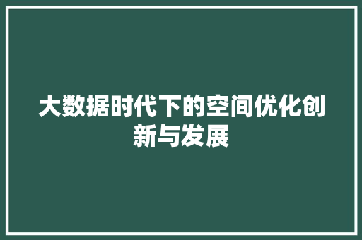 大数据时代下的空间优化创新与发展