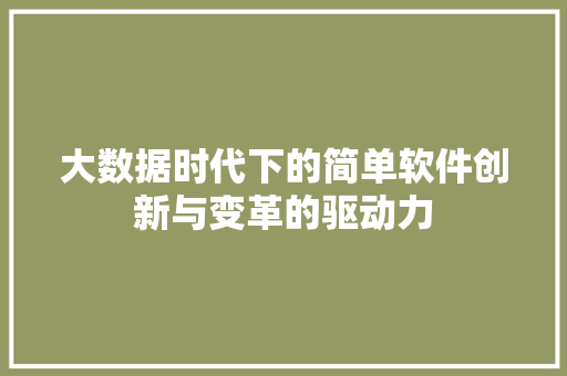 大数据时代下的简单软件创新与变革的驱动力