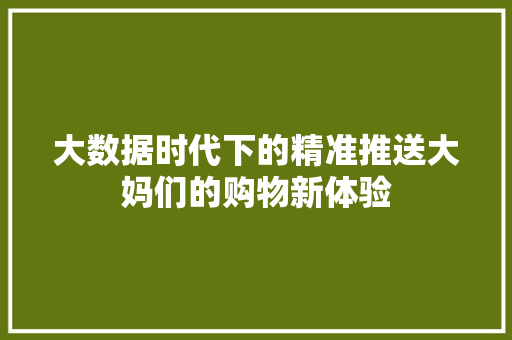 大数据时代下的精准推送大妈们的购物新体验