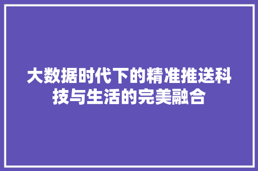 大数据时代下的精准推送科技与生活的完美融合