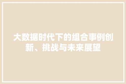 大数据时代下的组合事例创新、挑战与未来展望