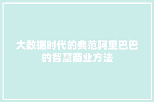大数据时代的典范阿里巴巴的智慧商业方法