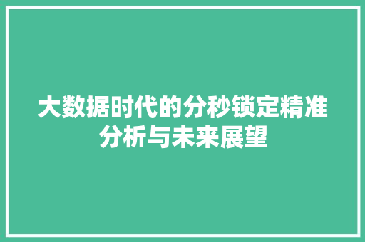 大数据时代的分秒锁定精准分析与未来展望