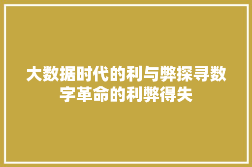 大数据时代的利与弊探寻数字革命的利弊得失