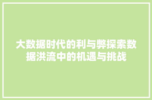 大数据时代的利与弊探索数据洪流中的机遇与挑战