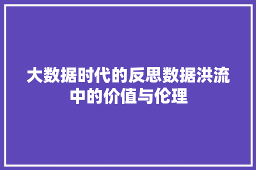 大数据时代的反思数据洪流中的价值与伦理