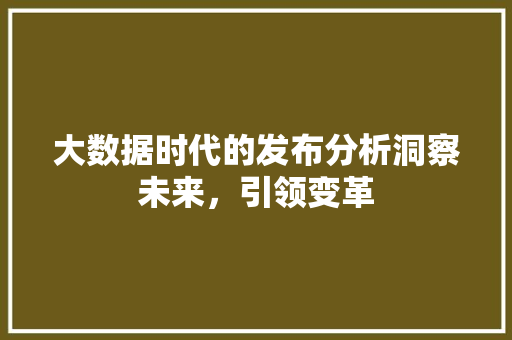 大数据时代的发布分析洞察未来，引领变革