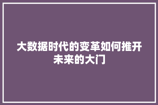 大数据时代的变革如何推开未来的大门
