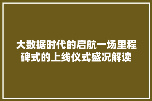 大数据时代的启航一场里程碑式的上线仪式盛况解读 大数据时代的启航一场里程碑式的上线仪式盛况解读