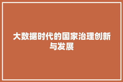 大数据时代的国家治理创新与发展
