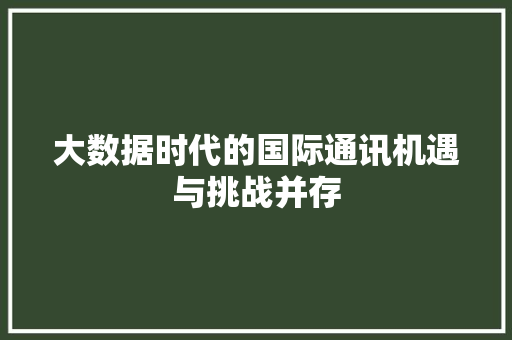 大数据时代的国际通讯机遇与挑战并存