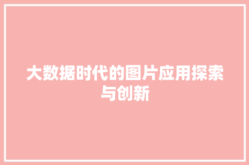 大数据时代的图片应用探索与创新