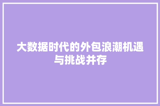 大数据时代的外包浪潮机遇与挑战并存