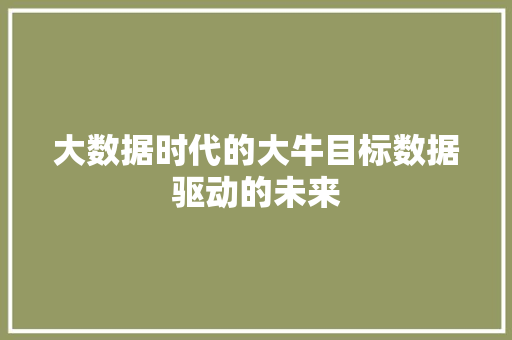 大数据时代的大牛目标数据驱动的未来