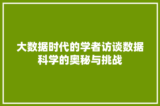 大数据时代的学者访谈数据科学的奥秘与挑战