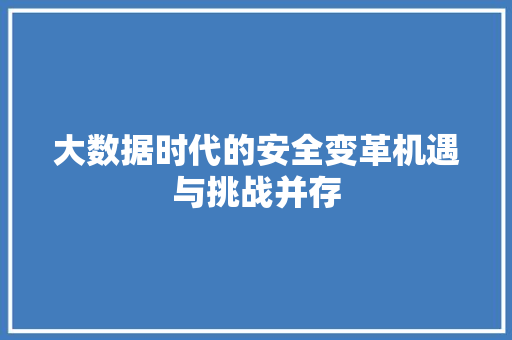 大数据时代的安全变革机遇与挑战并存