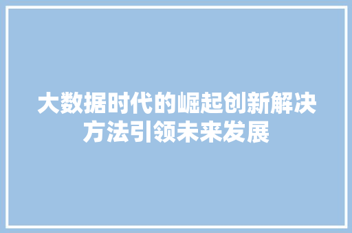 大数据时代的崛起创新解决方法引领未来发展