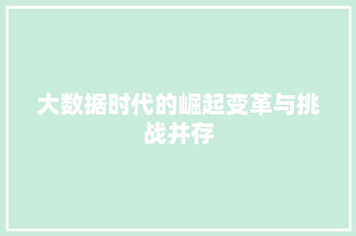 大数据时代的崛起变革与挑战并存