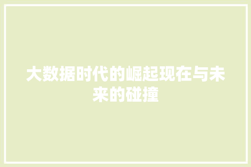 大数据时代的崛起现在与未来的碰撞