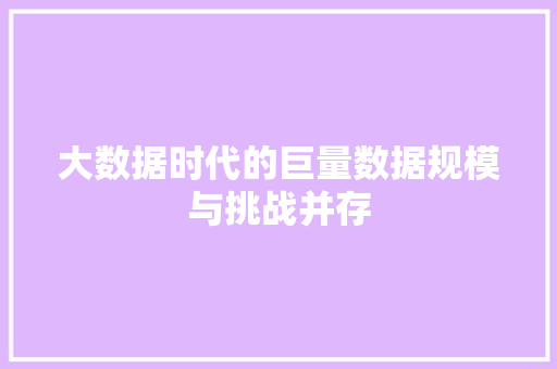 大数据时代的巨量数据规模与挑战并存