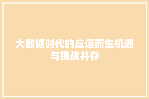 大数据时代的应运而生机遇与挑战并存