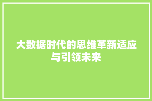 大数据时代的思维革新适应与引领未来 电脑基础