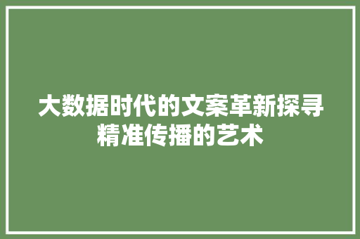 大数据时代的文案革新探寻精准传播的艺术