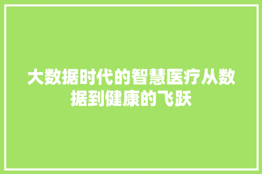 大数据时代的智慧医疗从数据到健康的飞跃