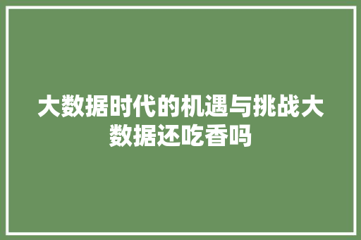 大数据时代的机遇与挑战大数据还吃香吗 电脑基础