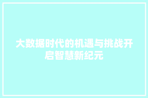 大数据时代的机遇与挑战开启智慧新纪元 电脑配置