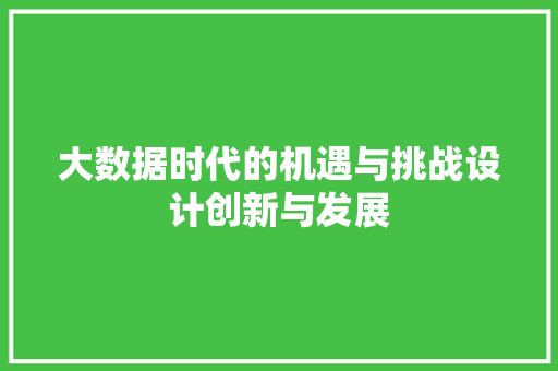 大数据时代的机遇与挑战设计创新与发展
