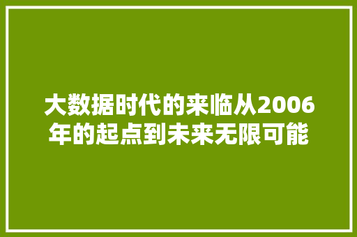 大数据时代的来临从2006年的起点到未来无限可能