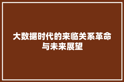 大数据时代的来临关系革命与未来展望