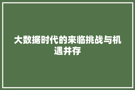 大数据时代的来临挑战与机遇并存 网络技术