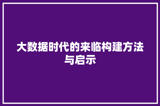大数据时代的来临构建方法与启示 编程语言