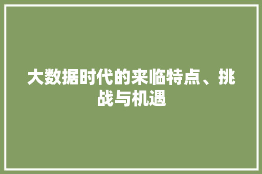 大数据时代的来临特点、挑战与机遇