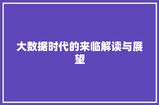 大数据时代的来临解读与展望