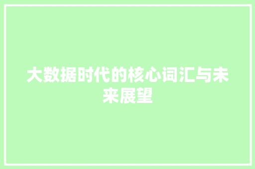 大数据时代的核心词汇与未来展望