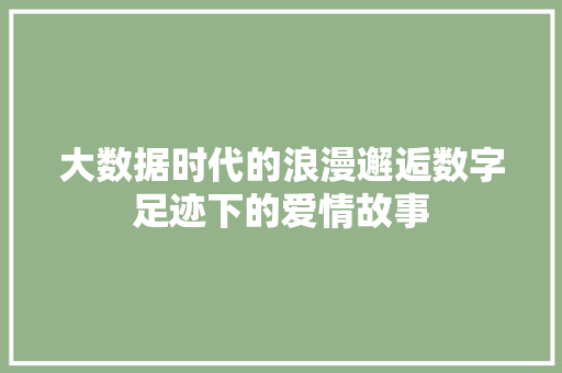 大数据时代的浪漫邂逅数字足迹下的爱情故事