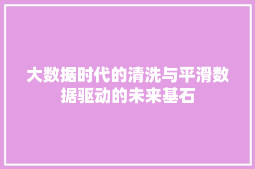 大数据时代的清洗与平滑数据驱动的未来基石