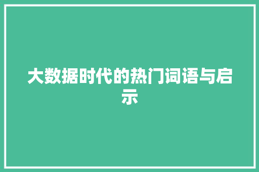 大数据时代的热门词语与启示