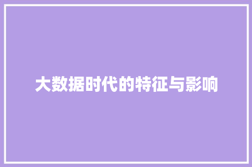 大数据时代的特征与影响 大数据时代的特征与影响