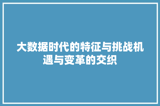 大数据时代的特征与挑战机遇与变革的交织