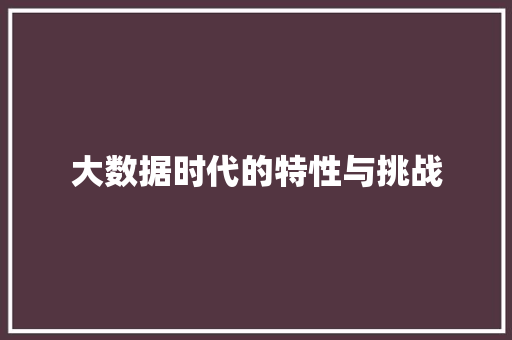 大数据时代的特性与挑战