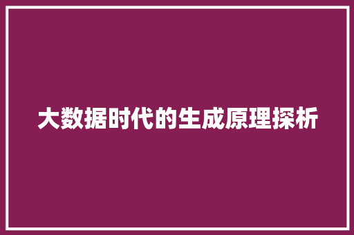 大数据时代的生成原理探析